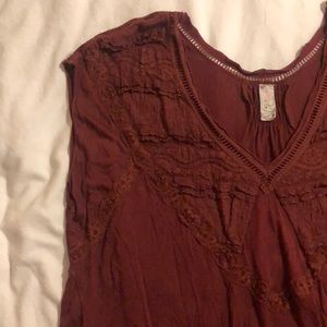 Free people maroon lace top small